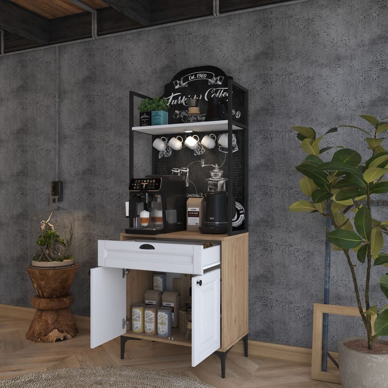 Flerbruksskap Wallxpert Fenn (70 x 184,6 x 40 cm) Valnøtt hvit - Valnøtt og hvit - Oppbevaring - Skap - Oppbevaringsskap