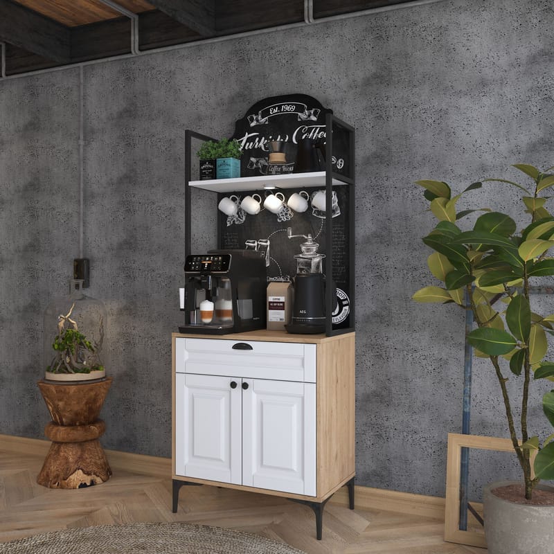 Flerbruksskap Wallxpert Fenn (70 x 184,6 x 40 cm) Valnøtt hvit - Valnøtt og hvit - Oppbevaring - Skap - Oppbevaringsskap