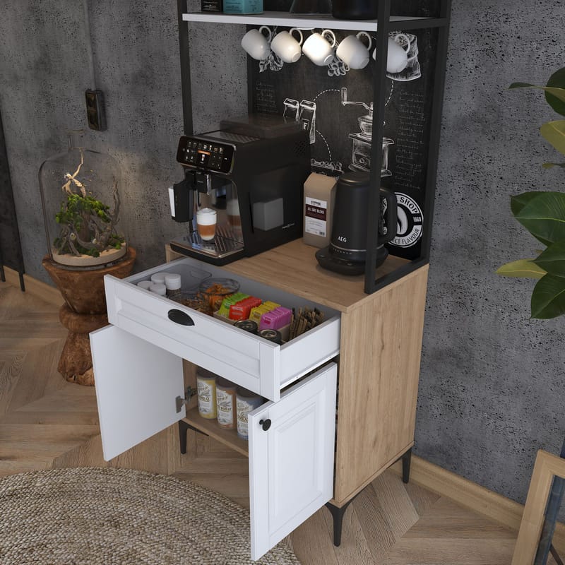 Flerbruksskap Wallxpert Fenn (70 x 184,6 x 40 cm) Valnøtt hvit - Valnøtt og hvit - Oppbevaring - Skap - Oppbevaringsskap