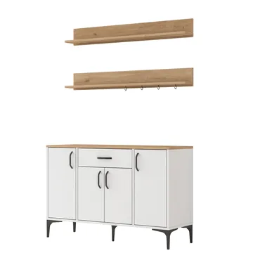 Flerbruksskap Wallxpert Isla-hylle (120 x 78,6 x 40 cm) Hvit valnøtt - Hvit og valnøtt - Oppbevaring - Skap - Oppbevaringsskap