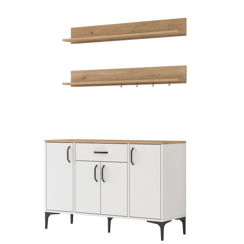 Flerbruksskap Wallxpert Isla-hylle (120 x 78,6 x 40 cm) Hvit valnøtt - Hvit og valnøtt - Oppbevaring - Skap - Oppbevaringsskap