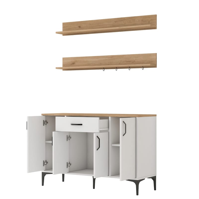 Flerbruksskap Wallxpert Isla-hylle (120 x 78,6 x 40 cm) Hvit valnøtt - Hvit og valnøtt - Oppbevaring - Skap - Oppbevaringsskap