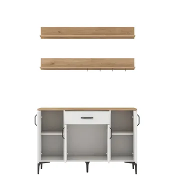 Flerbruksskap Wallxpert Isla-hylle (120 x 78,6 x 40 cm) Hvit valnøtt - Hvit og valnøtt - Oppbevaring - Skap - Oppbevaringsskap