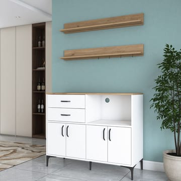 Flerbruksskap Wallxpert Juna (120 x 98,8 x 40 cm) Hvit valnøtt - Hvit og valnøtt - Oppbevaring - Skap - Oppbevaringsskap