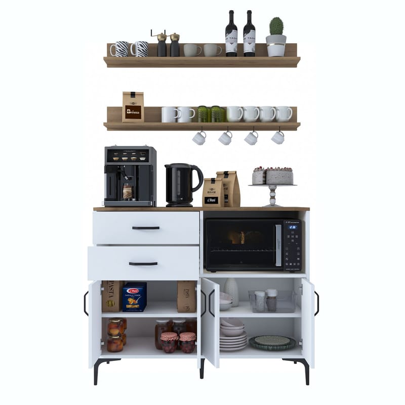 Flerbruksskap Wallxpert Juna (120 x 98,8 x 40 cm) Hvit valnøtt - Hvit og valnøtt - Oppbevaring - Skap - Oppbevaringsskap