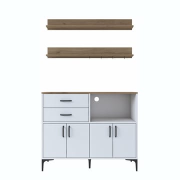 Flerbruksskap Wallxpert Juna (120 x 98,8 x 40 cm) Hvit valnøtt - Hvit og valnøtt - Oppbevaring - Skap - Oppbevaringsskap