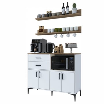 Flerbruksskap Wallxpert Juna (120 x 98,8 x 40 cm) Hvit valnøtt - Hvit og valnøtt - Oppbevaring - Skap - Oppbevaringsskap