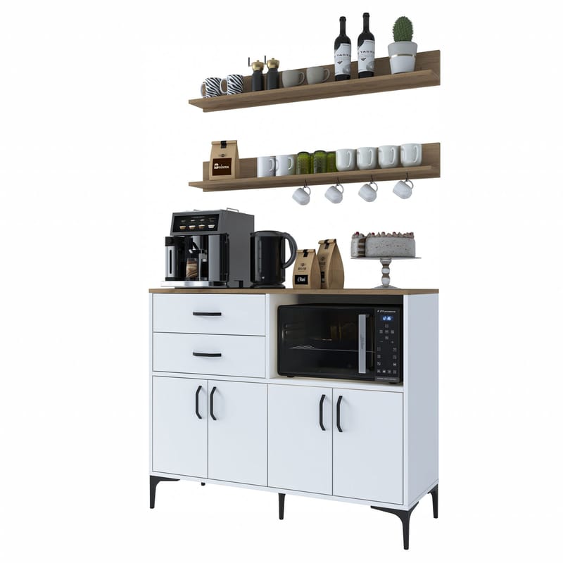 Flerbruksskap Wallxpert Juna (120 x 98,8 x 40 cm) Hvit valnøtt - Hvit og valnøtt - Oppbevaring - Skap - Oppbevaringsskap