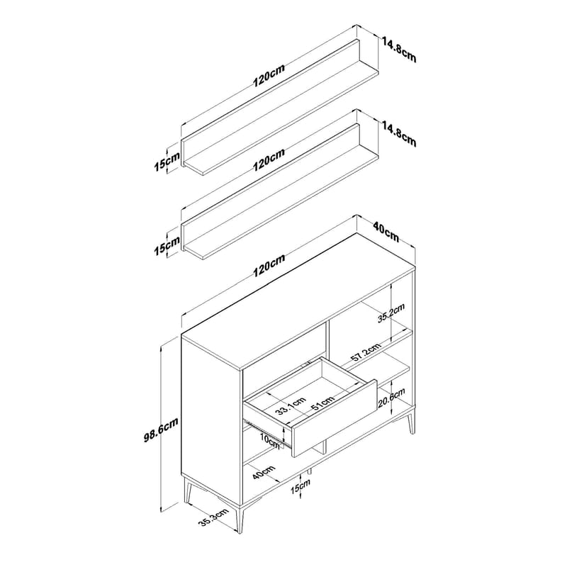 Flerbruksskap Wallxpert Juna (120 x 98,8 x 40 cm) Hvit valnøtt - Hvit og valnøtt - Oppbevaring - Skap - Oppbevaringsskap