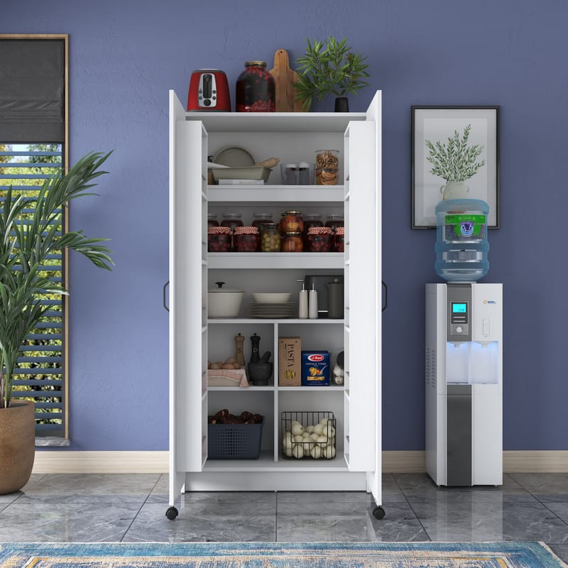 Flerbruksskap Wallxpert Kira hylle (90 x 180 x 42 cm) Hvit - Hvit - Oppbevaring - Skap - Oppbevaringsskap