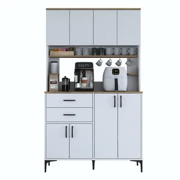 Flerbruksskap Wallxpert Lora-hylle (120 x 204,2 x 45 cm) hvit valnøtt - Hvit og valnøtt - Oppbevaring - Skap - Oppbevaringsskap
