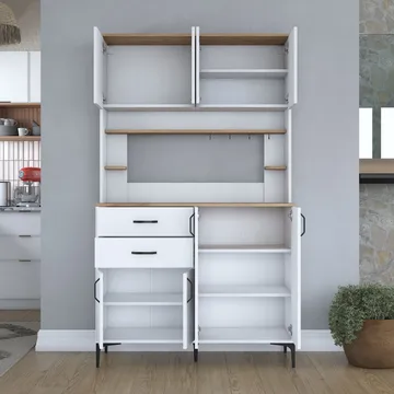 Flerbruksskap Wallxpert Lora-hylle (120 x 204,2 x 45 cm) hvit valnøtt - Hvit og valnøtt - Oppbevaring - Skap - Oppbevaringsskap