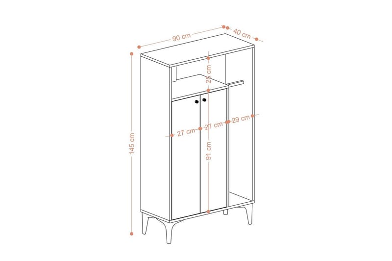 Gedalia Skoskap 90 cm - Hvit - Oppbevaring - Skap - Oppbevaringsskap