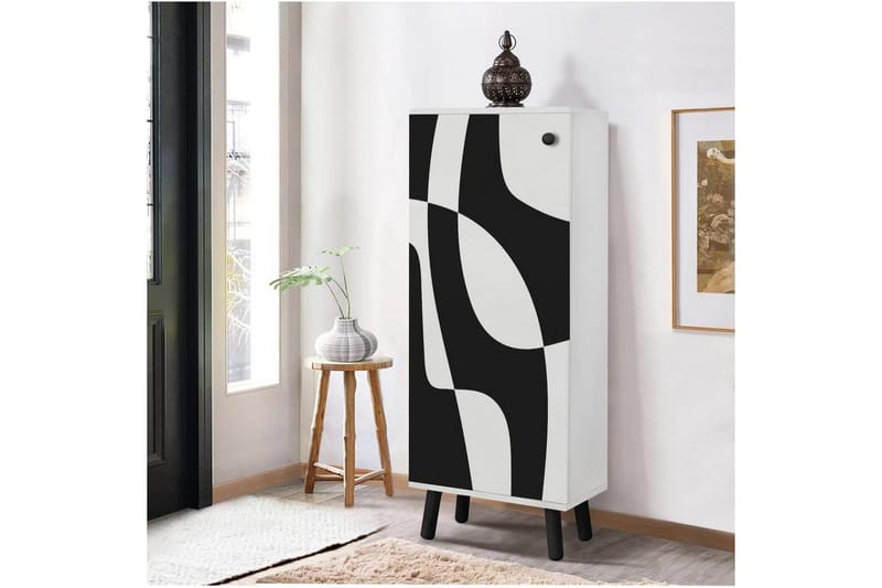 Gelsgan Skoskap 50 cm - Hvit/Sort - Oppbevaring - Skap - Oppbevaringsskap