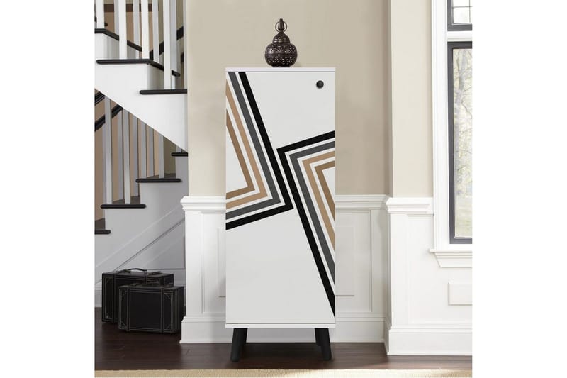 Gelsgan Skoskap 50 cm - Hvit/Sort - Oppbevaring - Skap - Oppbevaringsskap