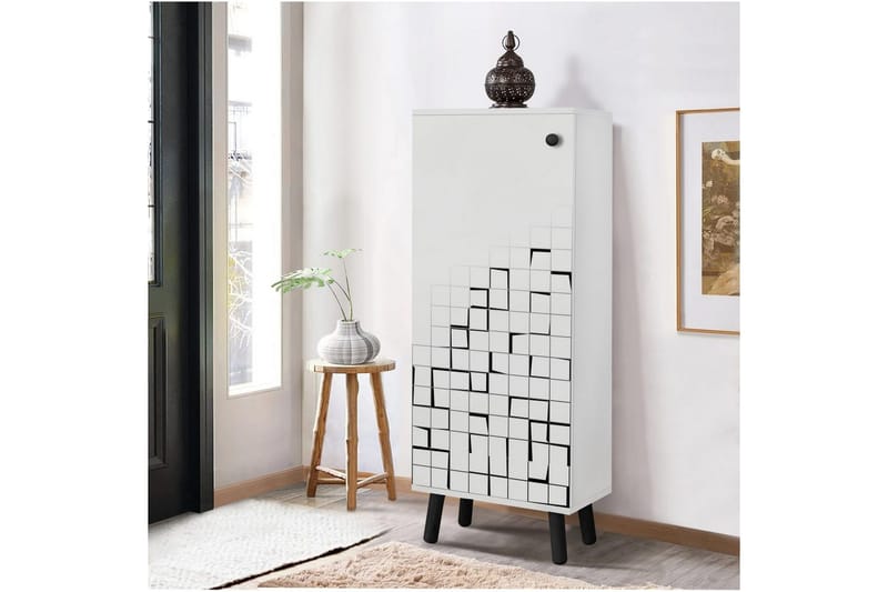 Gelsgan Skoskap 50 cm - Hvit/Sort - Oppbevaring - Skap - Oppbevaringsskap