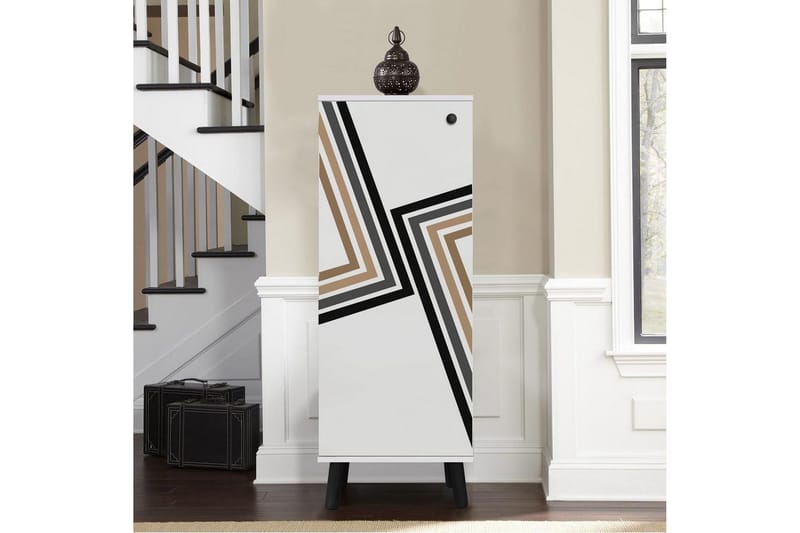 Gelsgan Skoskap 50 cm - Hvit/Sort - Oppbevaring - Skap - Oppbevaringsskap