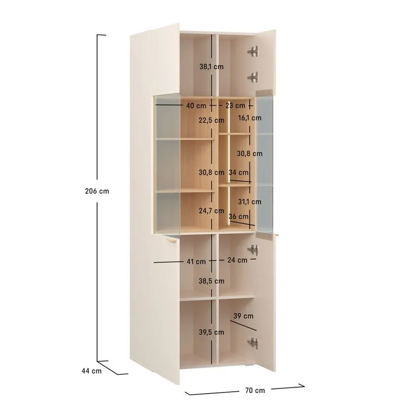 Glasskabinett 4 You Fresh Wide - Sandbeige - Oppbevaring - Skap - Vitrineskap