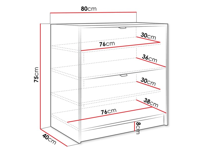 Gudelia Skoskap 80 cm - svart - Oppbevaring - Skap - Oppbevaringsskap