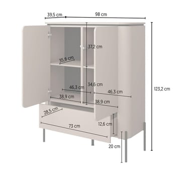 Høy skap Bello 2 dører 1 skuff - Oppbevaring - Skap - Oppbevaringsskap