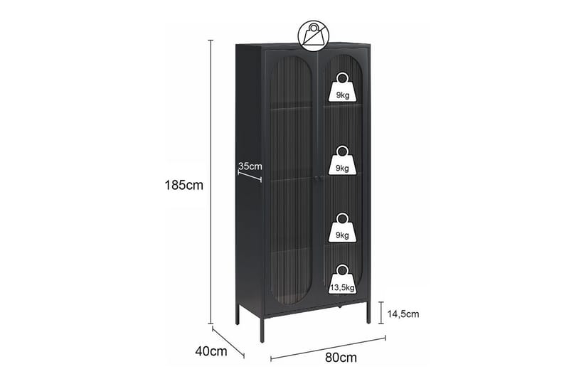 Høyskap Luna Himmelblå - Himmelblå - Oppbevaring - Skap - Vitrineskap