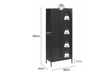 Høyskap Luna Svart - Svart - Oppbevaring - Skap - Vitrineskap