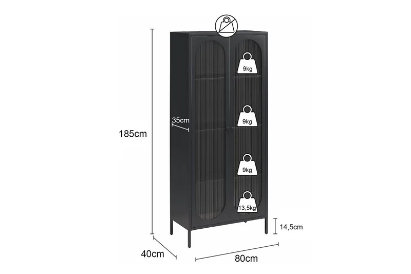 Høyskap Luna Pergament - Pergament - Oppbevaring - Skap - Vitrineskap