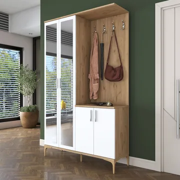Hallstativ Wallxpert Dara EA147 (120 x 198,6 x 37,5 cm) Valnøtt hvit - Valnøtt og hvit - Oppbevaring - Skap - Vitrineskap