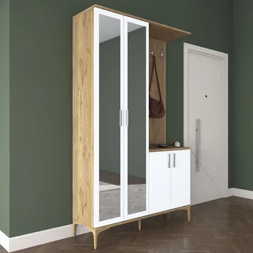 Hallstativ Wallxpert Dara EA147 (120 x 198,6 x 37,5 cm) Valnøtt hvit - Valnøtt og hvit - Oppbevaring - Skap - Vitrineskap