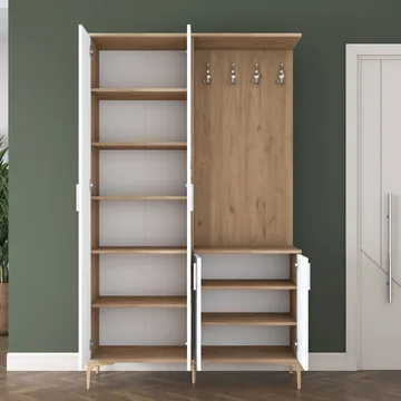 Hallstativ Wallxpert Dara EA147 (120 x 198,6 x 37,5 cm) Valnøtt hvit - Valnøtt og hvit - Oppbevaring - Skap - Vitrineskap