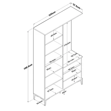 Hallstativ Wallxpert Dara EA147 (120 x 198,6 x 37,5 cm) Valnøtt hvit - Valnøtt og hvit - Oppbevaring - Skap - Vitrineskap