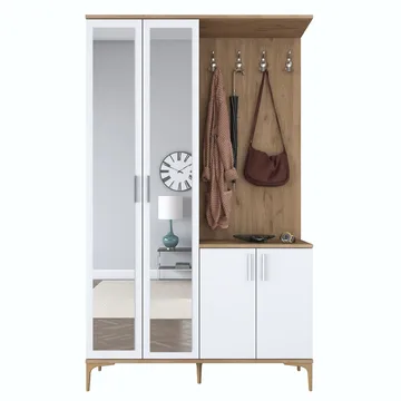 Hallstativ Wallxpert Dara EA147 (120 x 198,6 x 37,5 cm) Valnøtt hvit - Valnøtt og hvit - Oppbevaring - Skap - Vitrineskap