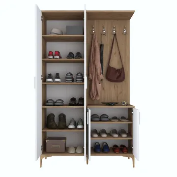 Hallstativ Wallxpert Dara EA147 (120 x 198,6 x 37,5 cm) Valnøtt hvit - Valnøtt og hvit - Oppbevaring - Skap - Vitrineskap