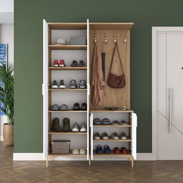 Hallstativ Wallxpert Dara EA147 (120 x 198,6 x 37,5 cm) Valnøtt hvit - Valnøtt og hvit - Oppbevaring - Skap - Vitrineskap