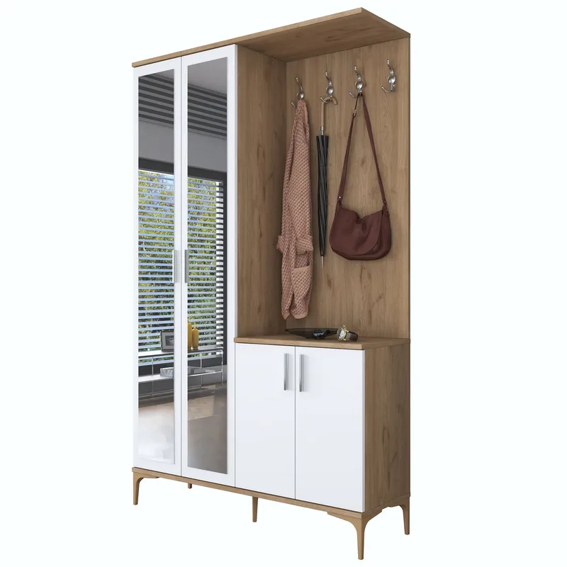 Hallstativ Wallxpert Dara EA147 (120 x 198,6 x 37,5 cm) Valnøtt hvit, Valnøtt og hvit