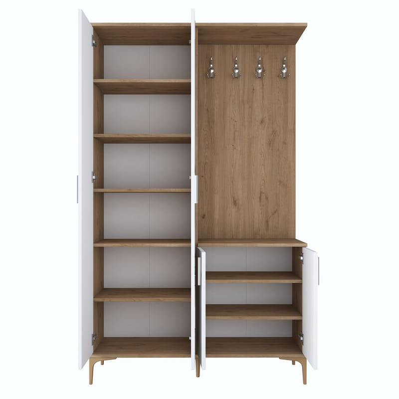 Hallstativ Wallxpert Dara EA147 (120 x 198,6 x 37,5 cm) Valnøtt hvit - Valnøtt og hvit - Oppbevaring - Skap - Vitrineskap