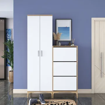 Hallstativ Wallxpert Dara EA148 (120 x 198,6 x 37,5 cm) valnøtt hvit - Valnøtt og hvit - Oppbevaring - Skap - Oppbevaringsskap