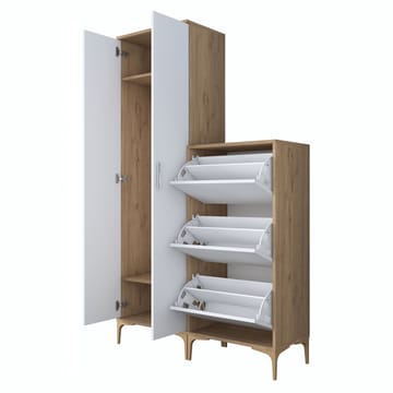 Hallstativ Wallxpert Dara EA148 (120 x 198,6 x 37,5 cm) valnøtt hvit - Valnøtt og hvit - Oppbevaring - Skap - Oppbevaringsskap