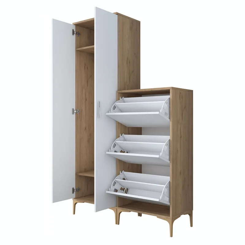 Hallstativ Wallxpert Dara EA148 (120 x 198,6 x 37,5 cm) valnøtt hvit - Valnøtt og hvit - Oppbevaring - Skap - Oppbevaringsskap