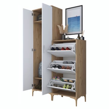 Hallstativ Wallxpert Dara EA148 (120 x 198,6 x 37,5 cm) valnøtt hvit - Valnøtt og hvit - Oppbevaring - Skap - Oppbevaringsskap