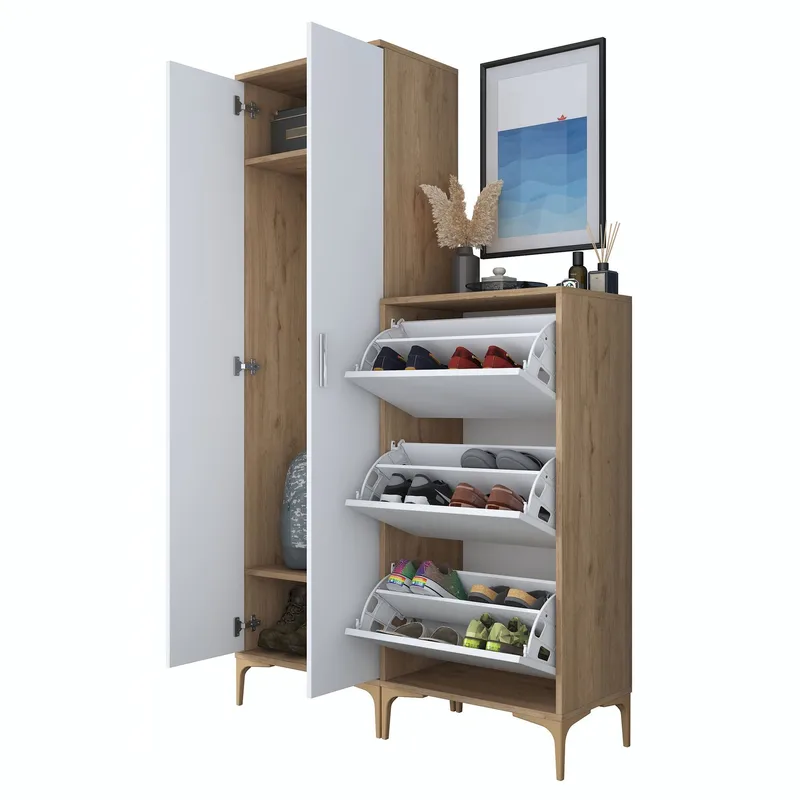 Hallstativ Wallxpert Dara EA148 (120 x 198,6 x 37,5 cm) valnøtt hvit - Valnøtt og hvit - Oppbevaring - Skap - Oppbevaringsskap