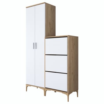 Hallstativ Wallxpert Dara EA148 (120 x 198,6 x 37,5 cm) valnøtt hvit - Valnøtt og hvit - Oppbevaring - Skap - Oppbevaringsskap