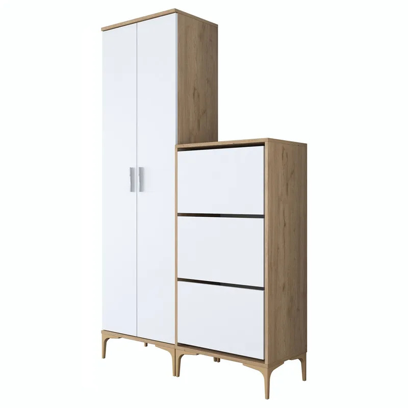 Hallstativ Wallxpert Dara EA148 (120 x 198,6 x 37,5 cm) valnøtt hvit - Valnøtt og hvit - Oppbevaring - Skap - Oppbevaringsskap