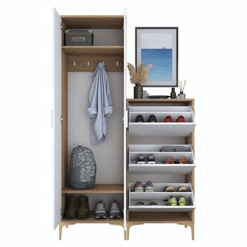 Hallstativ Wallxpert Dara EA148 (120 x 198,6 x 37,5 cm) valnøtt hvit - Valnøtt og hvit - Oppbevaring - Skap - Oppbevaringsskap