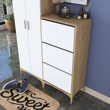 Hallstativ Wallxpert Dara EA148 (120 x 198,6 x 37,5 cm) valnøtt hvit - Valnøtt og hvit - Oppbevaring - Skap - Oppbevaringsskap