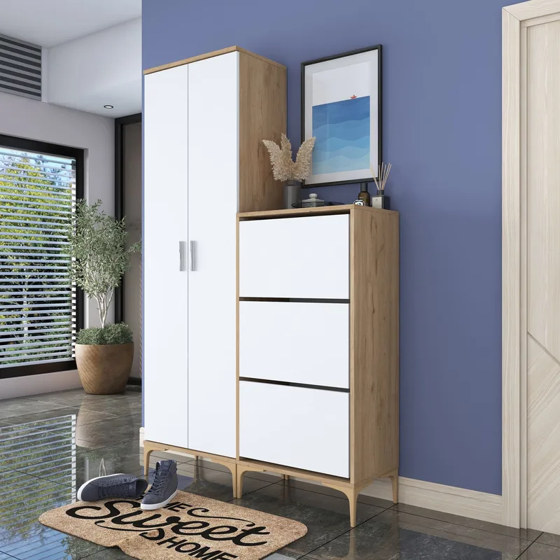 Hallstativ Wallxpert Dara EA148 (120 x 198,6 x 37,5 cm) valnøtt hvit - Valnøtt og hvit - Oppbevaring - Skap - Oppbevaringsskap