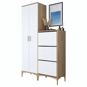 Hallstativ Wallxpert Dara EA148 (120 x 198,6 x 37,5 cm) valnøtt hvit - Valnøtt og hvit - Oppbevaring - Skap - Oppbevaringsskap