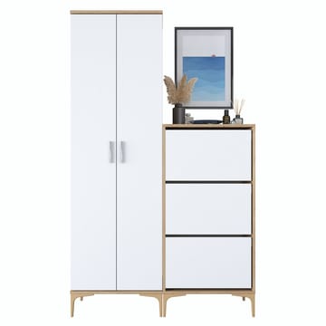 Hallstativ Wallxpert Dara EA148 (120 x 198,6 x 37,5 cm) valnøtt hvit - Valnøtt og hvit - Oppbevaring - Skap - Oppbevaringsskap