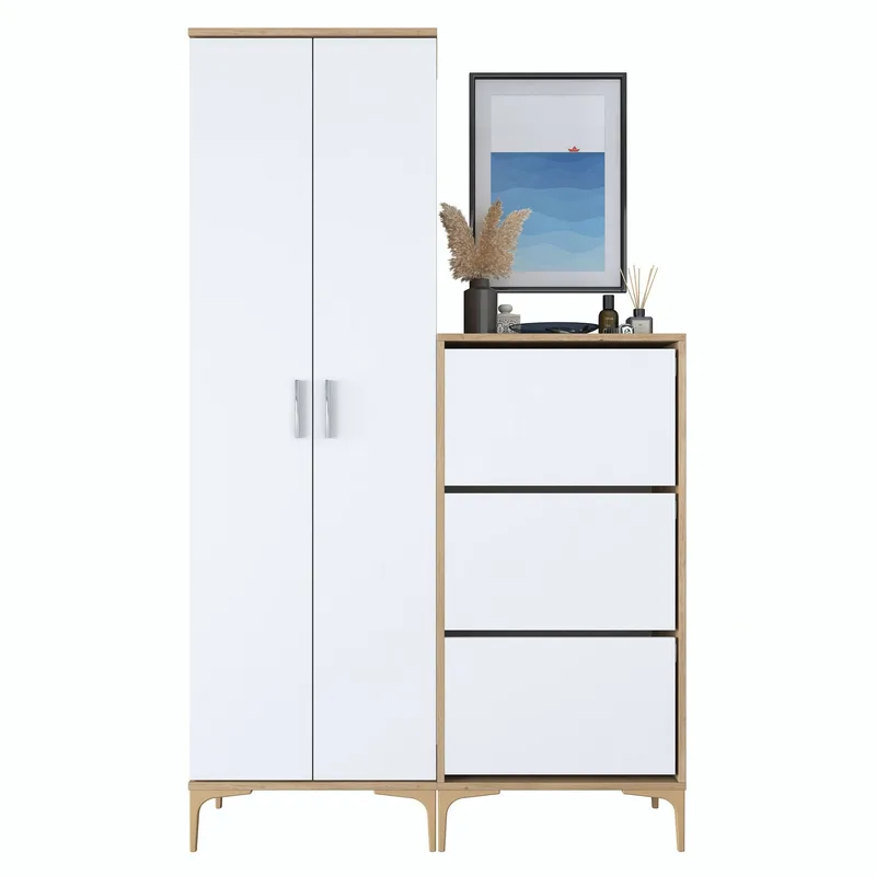 Hallstativ Wallxpert Dara EA148 (120 x 198,6 x 37,5 cm) valnøtt hvit - Valnøtt og hvit - Oppbevaring - Skap - Oppbevaringsskap