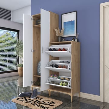 Hallstativ Wallxpert Dara EA148 (120 x 198,6 x 37,5 cm) valnøtt hvit - Valnøtt og hvit - Oppbevaring - Skap - Oppbevaringsskap